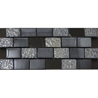 Frise mosaïque verre noir marbre 30x30 cm - La Plaque