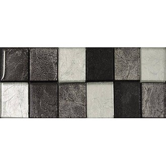 Frise mosaïque verre noir gris argent 30x30 cm - La Plaque