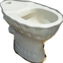 Cuvette WC beige céramique décor coquille, sortie horizontale