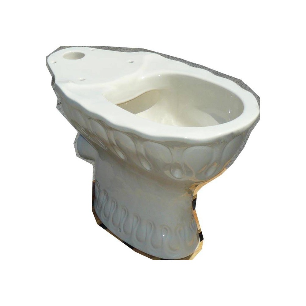 Cuvette WC céramique beige décor coquille, sortie horizontale 