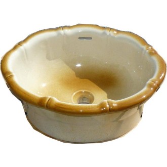 Vasque Flaminia dégradé marron beige à poser 50x39 cm 