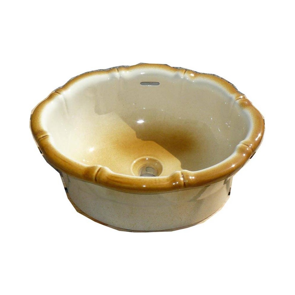 Vasque Flaminia dégradé marron beige à poser 50x39 cm 