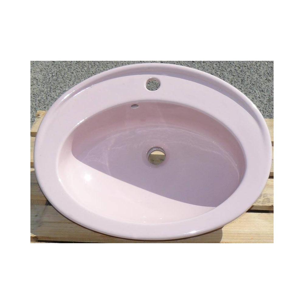 Vasque ovale rose à encastrer - 56x43 cm 	