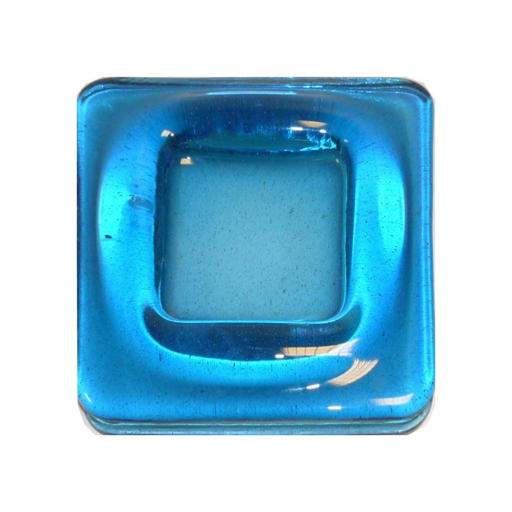 Brique de verre bleu turquoise 19.5x19.5x3 cm
