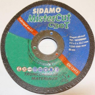 Disque matériaux Ø 115 mm, ep 3 mm Sidamo - La pièce 