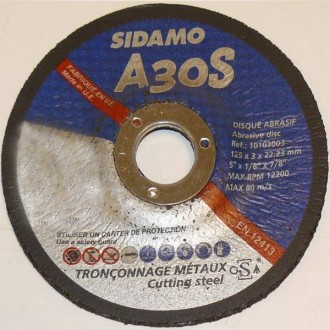 Disque métaux Ø 125 mm, ep 3 mm Sidamo - La pièce