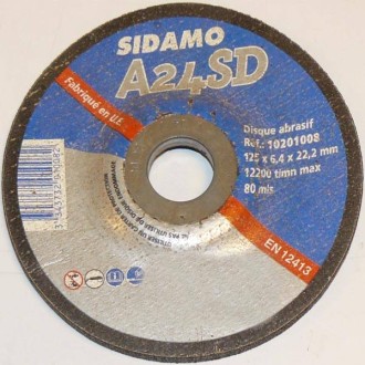 Disque ébarbage métaux Ø 125 mm, ep 6,4 mm Sidamo - La pièce