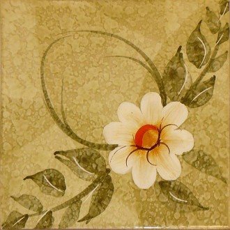 Faïence vert Décor 1 fleur gauche ou droit 20x20 Acif - Paquet 1 m2 