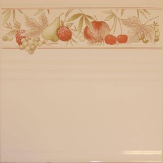 Faïence blanc 20X20 Décor liseret fruits - Paquet 1,20 m2 