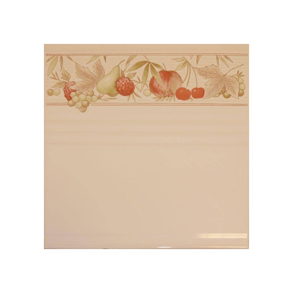 Faïence blanc 20X20 Décor liseret fruits - Paquet 1,20 m2 