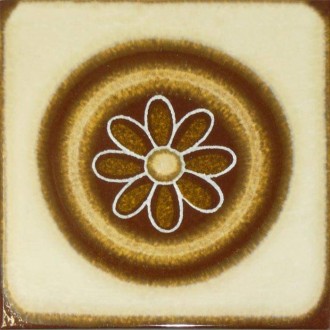 Faïence beige bord marron fleur 15X15 Pastorelli - Lot 20 m² 