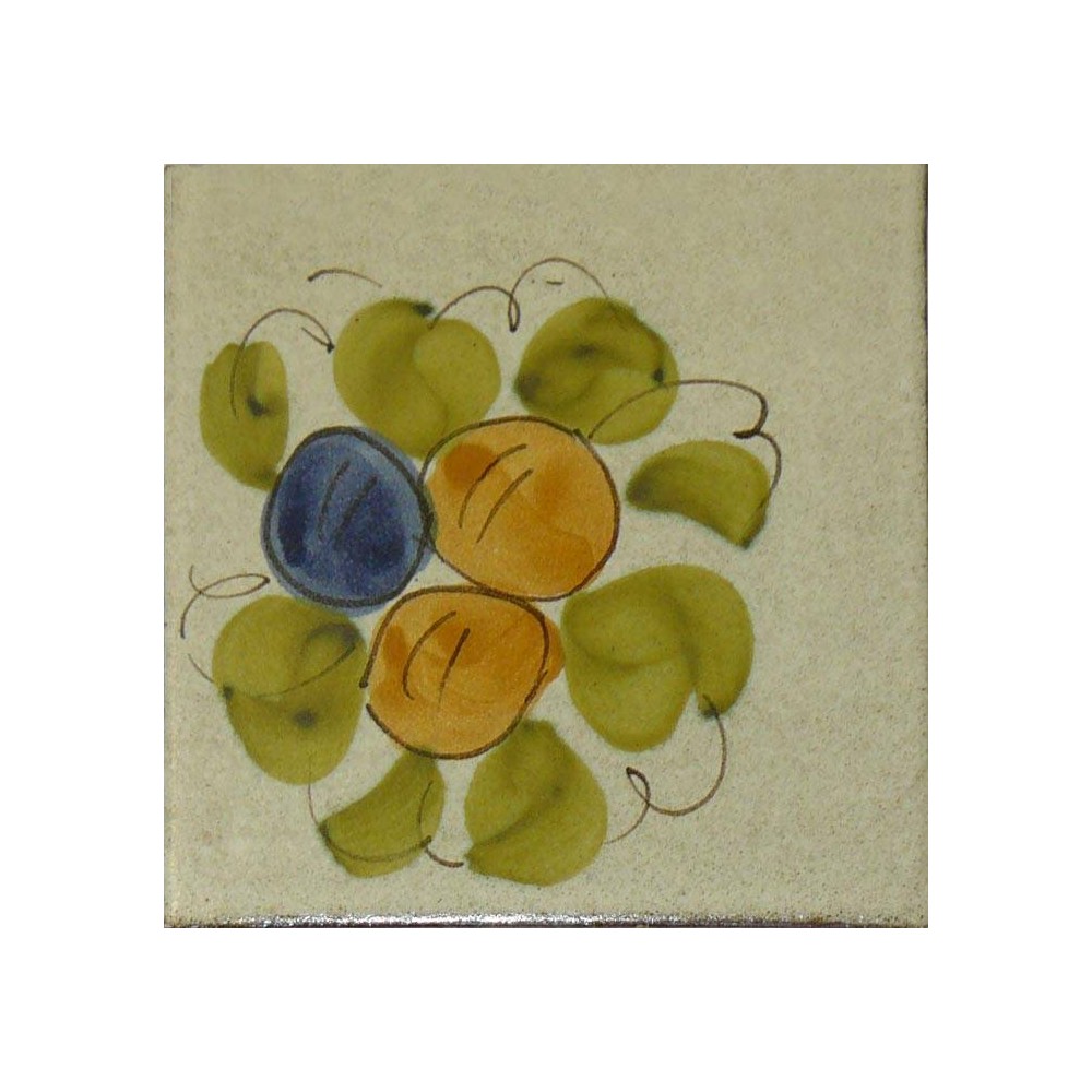 Faïence beige prunes bleu orange vert 13X13 Semigres - La pièce 