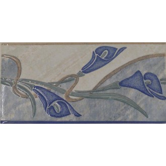 Listel fleur bleu 25x13 - Lot 3 pièces 