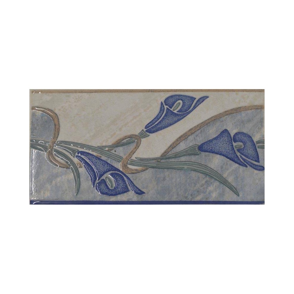 Listel fleur bleu 25x13 - Lot 3 pièces 