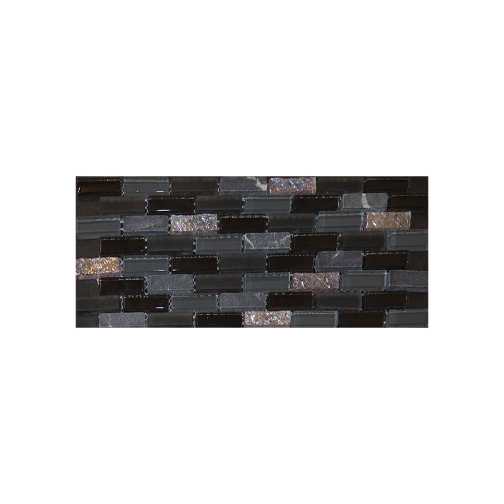 Frise mosaïque verre noir gris marbre 30x30 cm - La Plaque