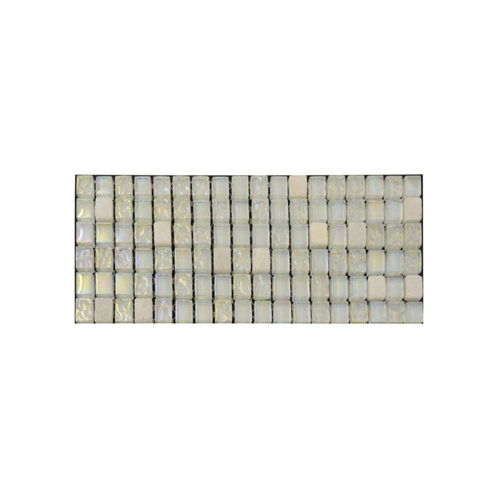 Frise mosaïque verre blanc nacre marbre 30x30 cm - La Plaque