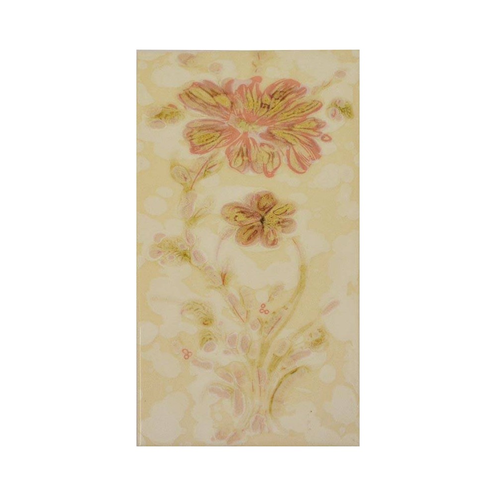 Faïence beige fleur rose 10,8X21,6 Valverde - Paquet 1,63 m2