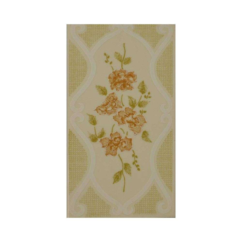 Faïence beige fleur orange 10,8X21,6 Valverde - Paquet 1,63 m2