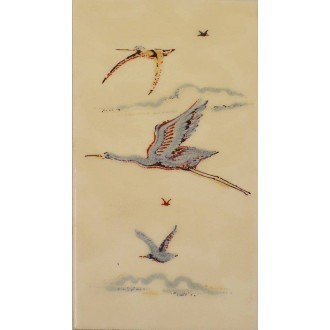 Faïence beige cigogne oiseaux 10,8X21,6 Valverde - Paquet 1,63 m2