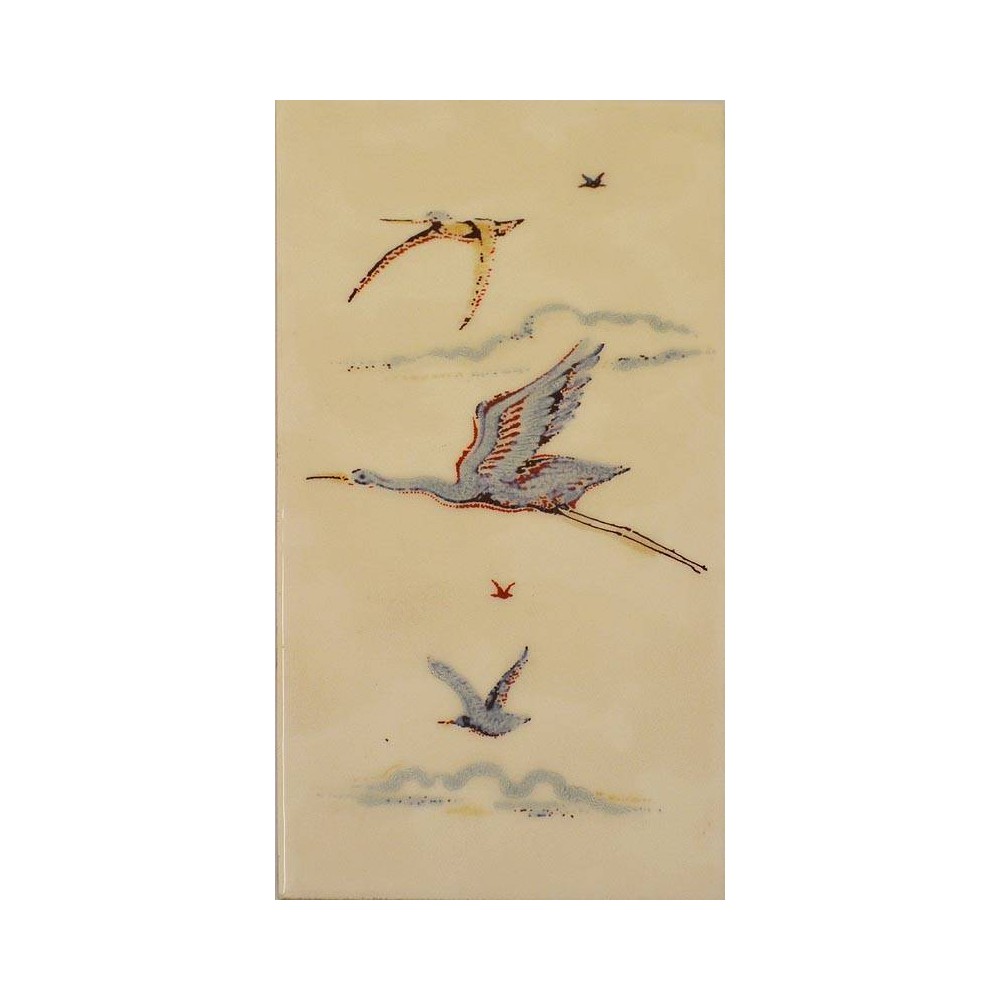 Faïence beige cigogne oiseaux 10,8X21,6 Valverde - Paquet 1,63 m2