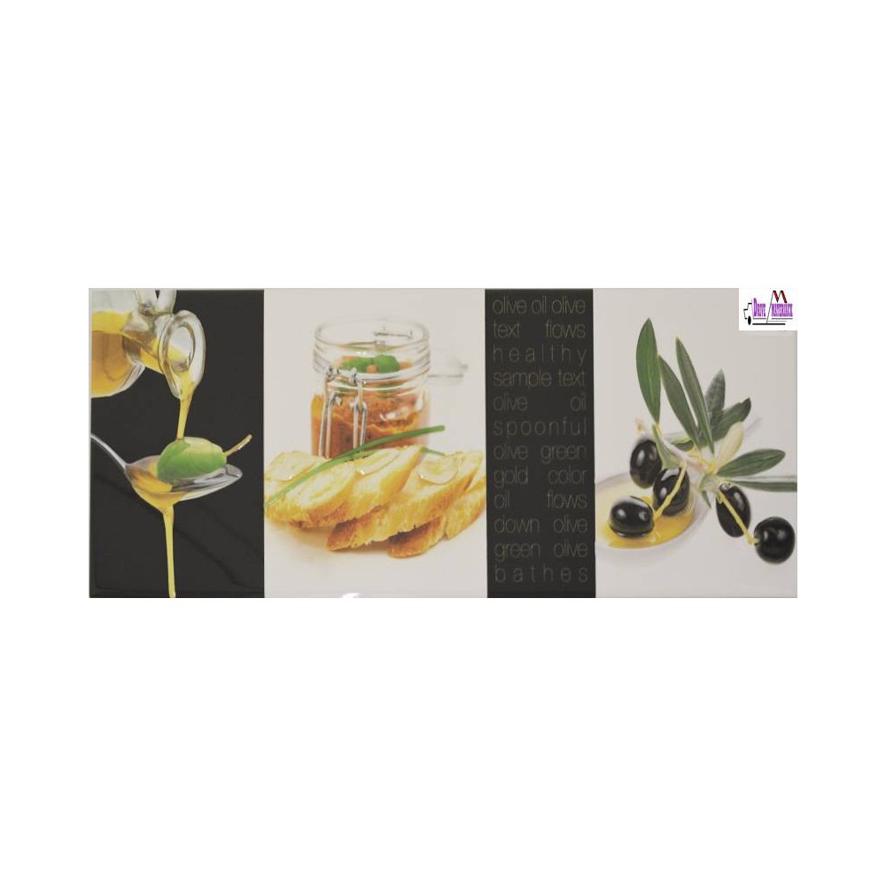 Décor cuisine olive blanc noir 20x60 - La pièce