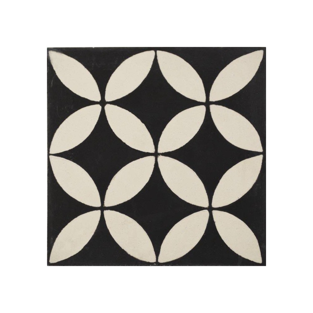 Carreau de ciment cercle noir blanc 20x20 - Paquet 72 carreaux