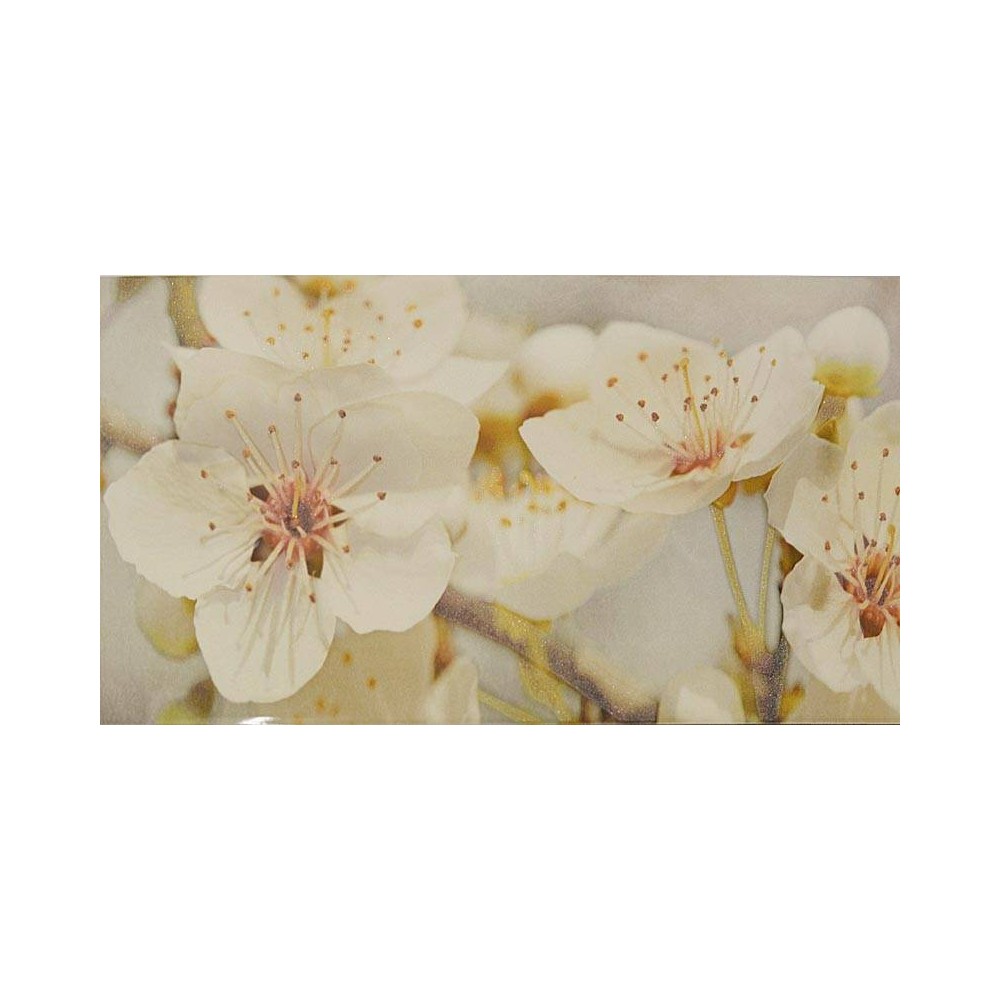 Décor fleurs blanc gris 25x50 - La pièce