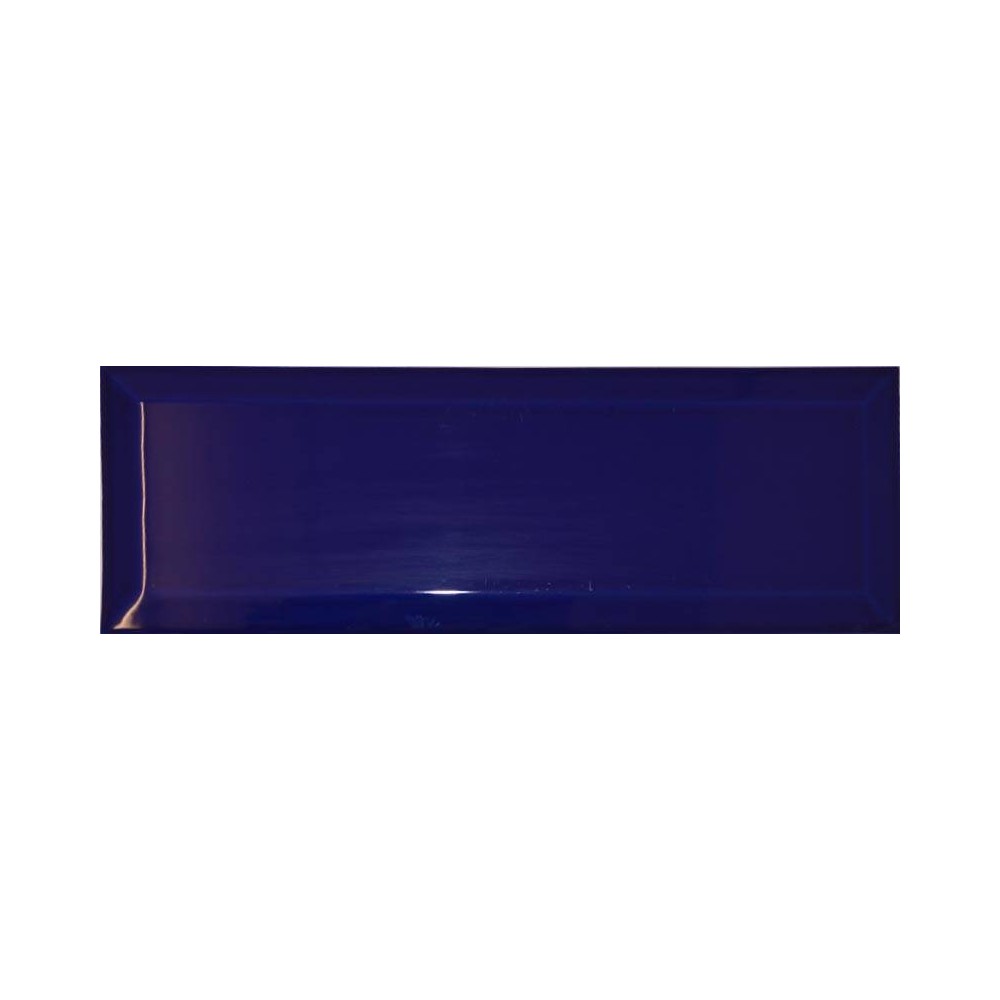 Carrelage bleu marine brillant Métro biseauté 10x30 cm Ceramica Ribesalbes – Lot 29 pièces