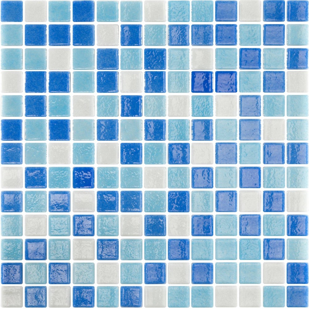 Emaux de verre bleu blanc 33.5x33.5 cm Togama Ibiza - Paquet 2 m²