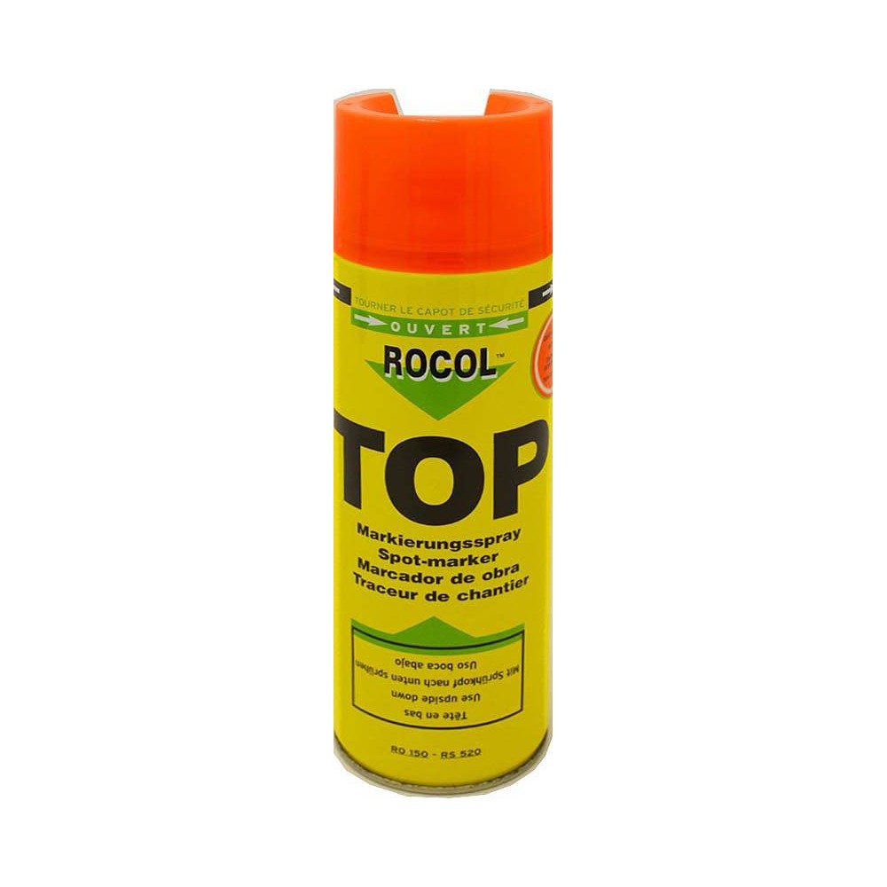 Traceur de chantier orange Rocol Top – Bombe 500 ml