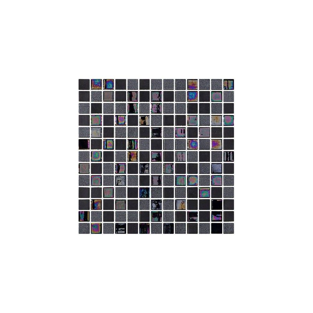 Emaux de verre noir mate, noir nacré et noir métallisé 33.5x33.5 cm Togama Tokyo - Paquet 2 m²