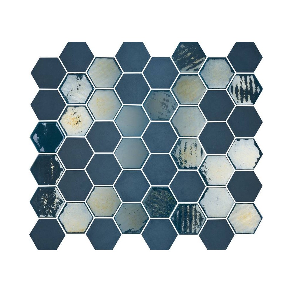 Mosaique hexagonale bleu tomette 32x27 cm Togama Sixties – Paquet 1 m²
