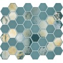 Mosaique hexagonale bleu vert turquoise tomette 32x27 cm Togama Sixties – Paquet 1 m²