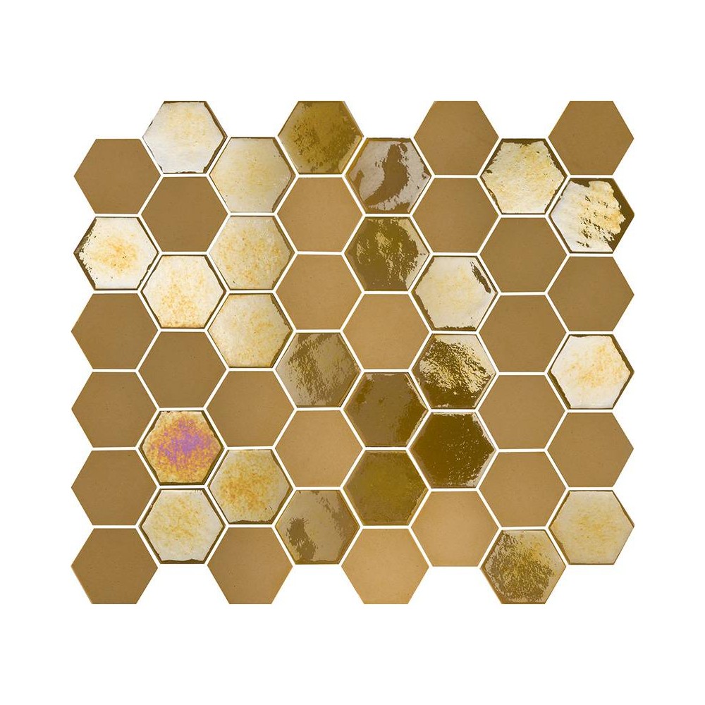 Mosaique hexagonale jaune moutarde doré 32x27 cm Togama Sixties – Paquet 1 m²