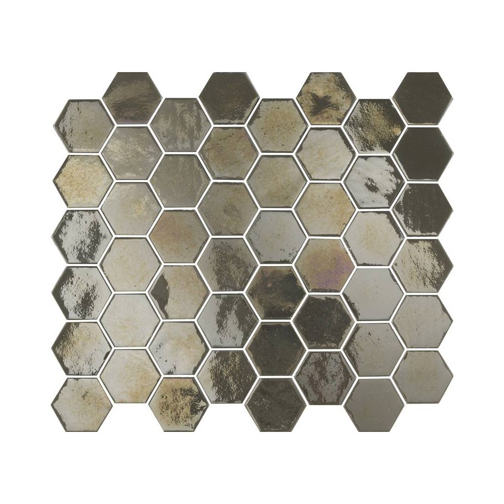 Mosaique hexagonale gris taupe nacré tomette 32x27 cm Togama Sixties – Paquet 1 m²