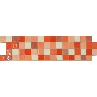 Frise rouge rose mauve blanc mosaique 25x6.5 - La pièce