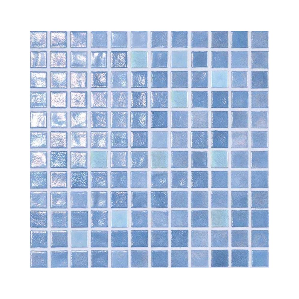 Mosaique piscine bleu nacré mélange phosphorescent 31.6x31.6 cm Mosavit Iridis Fosvit - Paquet 1 m²