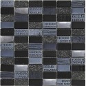 Mosaique noir verre pierre marbre 30x30 cm Mosavit City noir - La Plaque