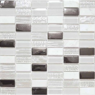 Mosaique blanc verre marbre 30x30 cm Mosavit City blanc - La Plaque
