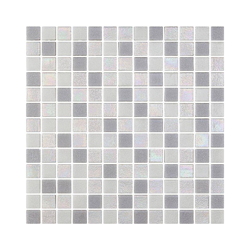 Emaux de verre blanc, blanc nacré et gris métallisé 33.5x33.5 cm Togama Sidney - Paquet 2 m2