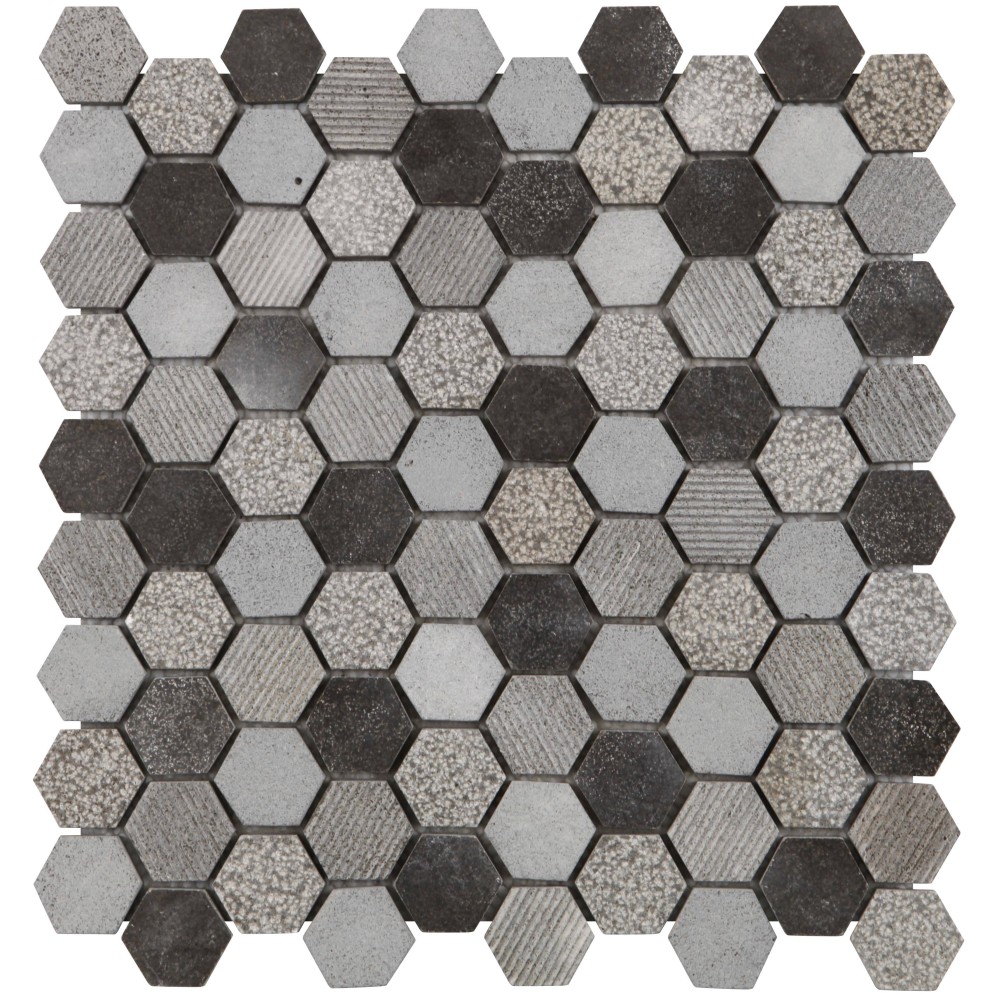 Mosaique mur / sol Hexagone gris 30x30 cm Mat Inter – La Plaque