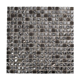 Mosaique mur verre noir marbre 30x30 cm Mat Inter - La Plaque