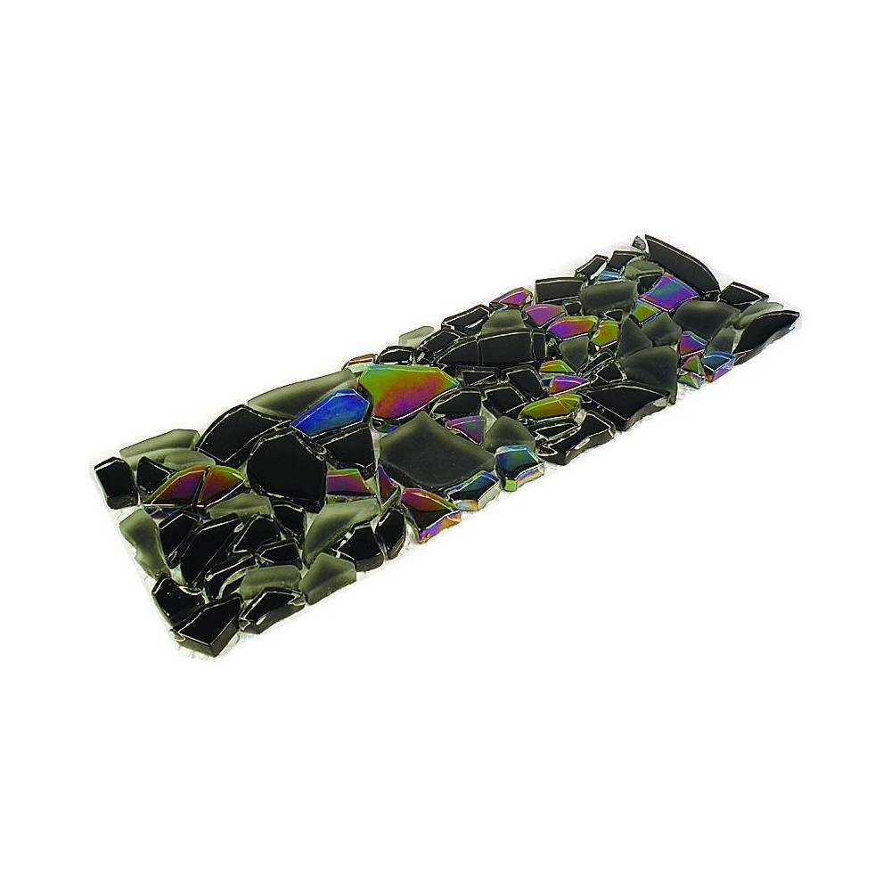 Frise mosaique verre noir 30x10 cm Mat Inter - La Plaque