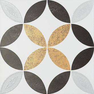 Carrelage noir décor Cercle or imitation ciment 20x20 Estilker Victoria - Paquet 24 carreaux