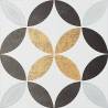 Carrelage noir décor Cercle or imitation ciment 20x20 Estilker Victoria - Paquet 24 carreaux