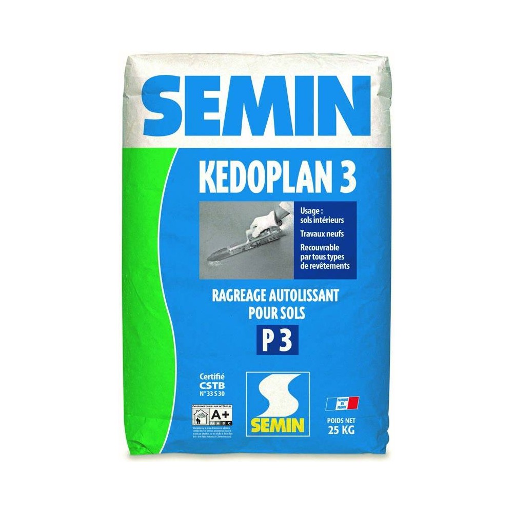 Ragréage sol autolissant Kedoplan 3 Semin A00581 - Sac 25 kg
