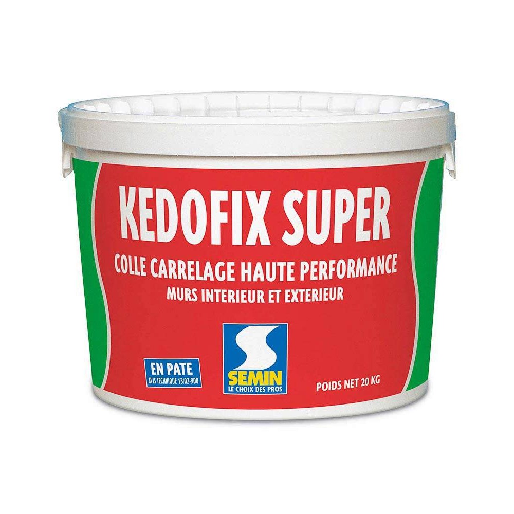 Colle carrelage pièces humides Kedofix Super blanc pate Semin A00566 - Seau 20 kg