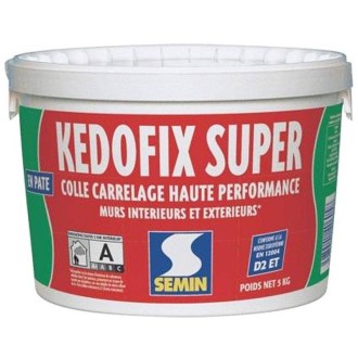 Colle carrelage pièces humides Kedofix super blanc Semin A00563 pate - Seau 5 kg