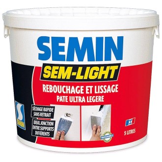 Enduit de rebouchage et lissage Sem-light Semin A01391 - Seau 5 litres