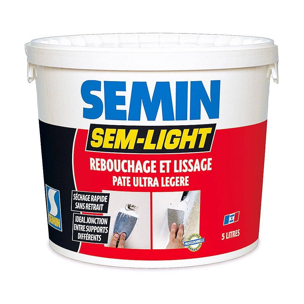 Enduit de rebouchage et lissage Sem-light Semin A01391 - Seau 5 litres